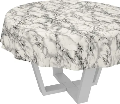 Produktbild von Tischdecke Naturel Marmor Grau Rund 100cm Schnittkante Wachstuch abwaschbar