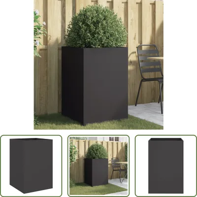 Obrázek produktu pro The Living Store Černý květináč 52x48x75 cm Ocel válcovaná za studena