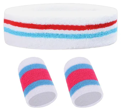 Productafbeelding van Sportset met 1 Stirnband en 2 Armbanden in gestreepte kleuren