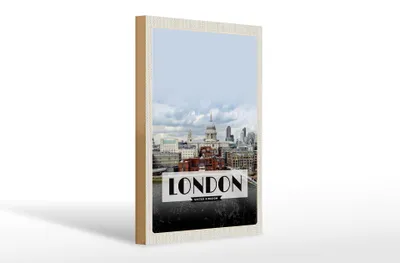 Produktbild von Holzschild Reise 20x30cm London United Kingdom Foto Poster