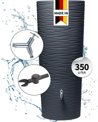 Produktbild von GARANTIA NATURA 2in1 Regenspeicher Komplett-Set 350 Liter graphite grey inkl. Design Chrom-Auslaufhahn und Fallrohranschluss
