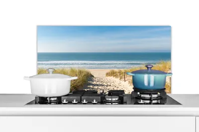 Produktbild von KitchenYeah®  Spritzschutz Küche - Küchenrückwand - Wandschutz für Herd und Spüle - Strand - Meer - Düne - Sand - Sommer 80x40 - Alu-Dibond (Alternative zum Spritzschutz aus Glas) - Hitzebeständig - H