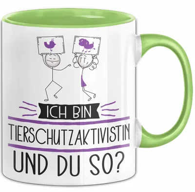 Produktbild von Tierschutzaktivistin Tasse Geschenk Ich Bin Tierschutzaktivistin Und Du So Geschenkidee Lustiger Spruch Becher (Grün)