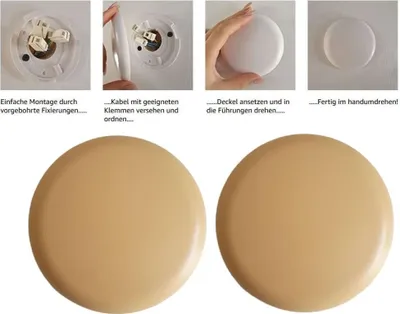 Produktbild von 2x Deckendose Lampen Abzweigdose Abdeckdose Verteilerdose Deckenverteilerdose Baldachin beige superflach Ø 10 cm SET