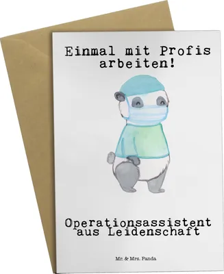 Produktbild von Mr. & Mrs. Panda Glückwunschkarte Operationsassistent Leidenschaft - Weiß - Geschenk, Spruch, weihnachtskarten, einladungskarten, Ausbildung, Grußkarte, Witzig, Lustig