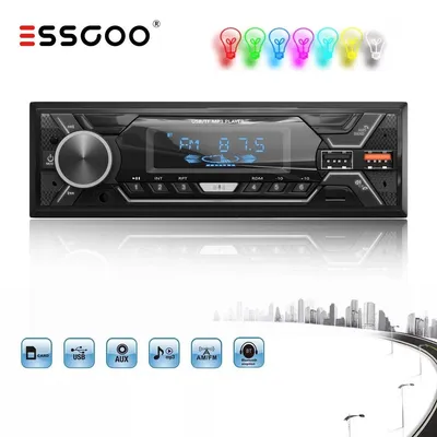 Produktbild von Autoradio 1DIN mit Bluetooth Freisprechanlage MP3 Player FM Radio USB SD Karte AUX Eingang Fernbedienung 4x60 Watt 12 Volt 7 LED Farben Universalradio
