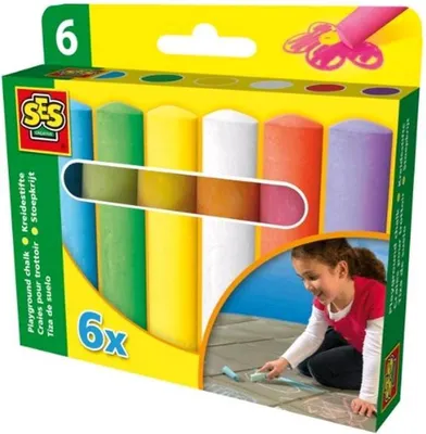 Obrázok produktu pre SES Creative Playground chalks 6 pack, Modrá, Zelená, Ružová, Fialová, Biela, Žltá, 2 rok / roky, 12 rok / roky, Detské, Holandsko, 125 mm