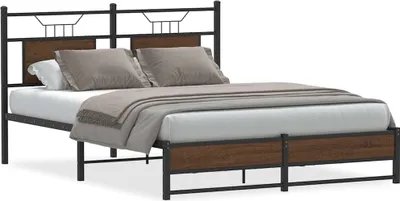 Image de vidaXL Cadre de lit sans matelas Chêne brun 150x200 cm Bois composite