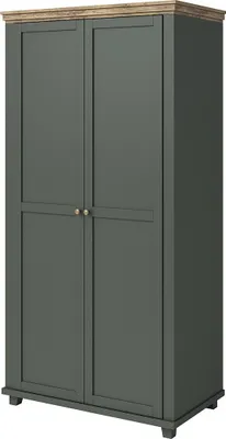 Image de Armoire 110x220 avec 2 portes. Coloris vert et chêne. Collection ASSIA