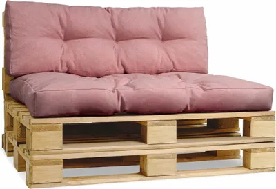 Produktbild von Palettenkissen für Europalette - Rückenlehne 40x120 cm, Sitzkissen 80x120 cm hellrosa - aus dickem Polsterstoff, mit weicher Füllung - Outdoorkissen