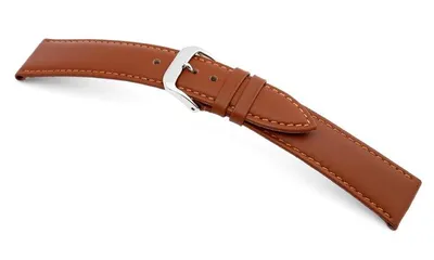Image de Bracelet en cuir Happel Arezzo, 17 mm, couleur cognac, lisse