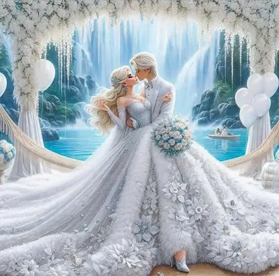 Produktbild von Diamantmosaik-Set "Prinzessinnenhochzeit", 30x40 cm, kreative Diamanten