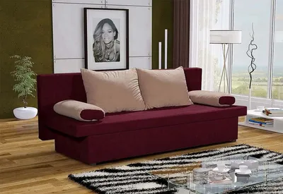 Produktbild von Klassisches Schlafsofa GIACINTO, Burgunderrot + beige