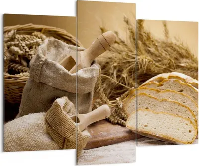 Produktbild von Bild auf Leinwand - Leinwandbild - Brot Essen Holz - 130x100cm - Wand Bild - Wanddeko - Wandbilder - Leinwanddruck - Bilder - Kunstdruck - Wanddekoration - Leinwand bilder - Wandkunst - CB130x100-2398