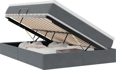 Zdjęcie produktu dla vidaXL Łóżko piętrowe z materacem ciemnoszare 140 x 200 cm aksamitne