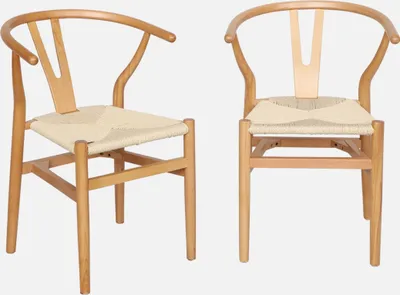 Produktbild von sweeek - 2er-Set Holzstühle mit Sitzfläche aus Seilbespannung - Natur