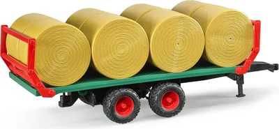 Produktbild von bruder 02220 - Ballentransportanhänger mit 8 Rundballen - 1:16 Ballenwagen Bauernhof Landwirtschaft Transport-Anhänger Heu-Ballen Stroh Zubehör Traktor Ballenpresse