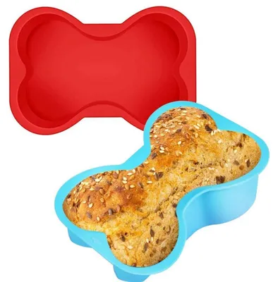 Productafbeelding van Siliconen vorm, hond, botvorm, bakvorm, cakevorm, 2 stuks, 17x12x5 cm