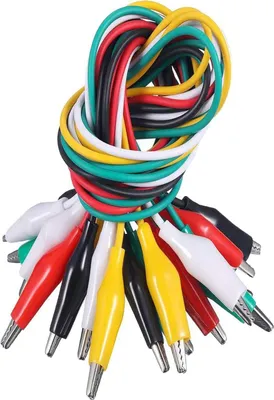 Produktbild von 10 Stück Krokodilklemmen mit Kabel, Prüfleitungen mit Krokodilklemmen Doppelendige Messleitung (50 cm)