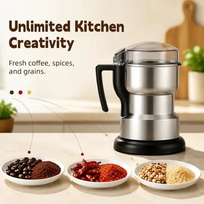 Produktbild von Elektrische Kaffeemühle, tragbar, einstellbarer Mahlgrad, für Kaffeebohnen, Gewürze & Nüsse – Kompakt