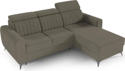 Produktbild von Ecksofa mit Schlaffunktion und Bettkasten, Couch für Wohnzimmer, Schlafsofa, Eckcouch L-Form  Sofagarnitur Sofa Wohnlandschaft - Ottomane links als auch rechts montierbar  - 238x93x176 cm - Ecksofa MOSTA I Braun (Monolith 15)