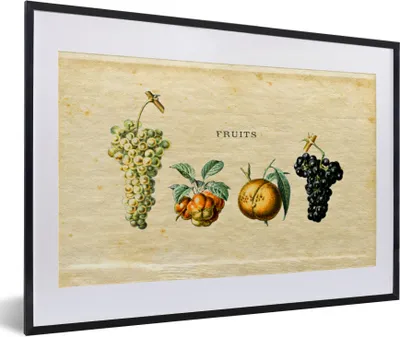 Produktbild von MuchoWow® Gerahmtes Poster Obst - Weintraube - Weinlese 60x40 cm - Poster mit Schwarzem Bilderrahmen Wandposter Rahmen Foto Bilder - Schlafzimmer - Plakat in Rahmen - Drucken