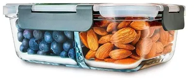 Image de Contenant de préparation de repas en verre avec 2 compartiments