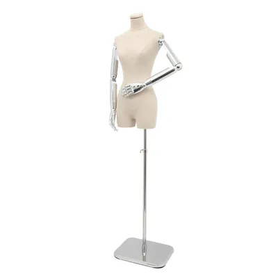 Image de 120-210cm Mannequin Femme Ajustable Dégagé et Beige Forme Vêtements Femme