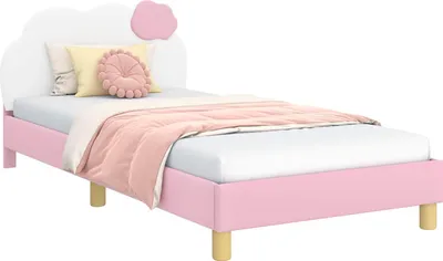 Image de Cadre de lit pour enfants avec tête de lit Rose 80 x 200 cm PU