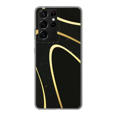 Produktbild von MuchoWow® Handyhülle Schutzhülle Hülle für Samsung Galaxy S21 Ultra Goldene Wellen auf schwarzem Hintergrund Silikon Softcase Handy Hülle - Mobiltelefon
