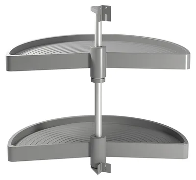 Zdjęcie produktu dla Emuca Zestaw półek obrotowych 1/2 Shelvo, do modułu 800 mm, Plastik i Aluminium, Szary