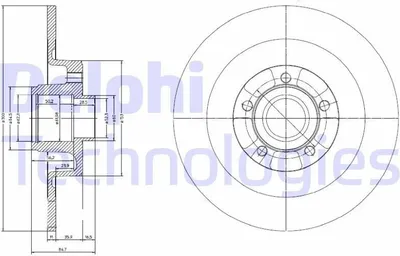 Produktbild von 2x DELPHI Bremsscheibe BG9024RS für RENAULT ESPACE IV (JK0/1_) VEL SATIS (BJ0_)