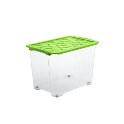 Produktbild von Rotho Aufbewahrungsbox EVO Safe mit Rollen und Deckel 65 L Mistletoe grün
