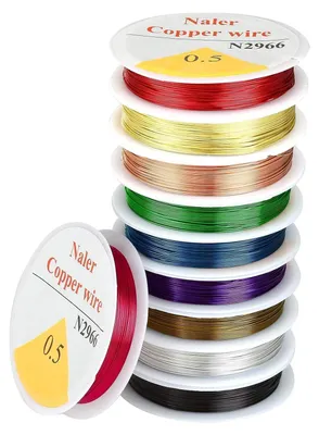 Produktbild von Basteldraht Set Bunt 10 Farben 0,5 mm Kupferdraht 6,5m pro Spule