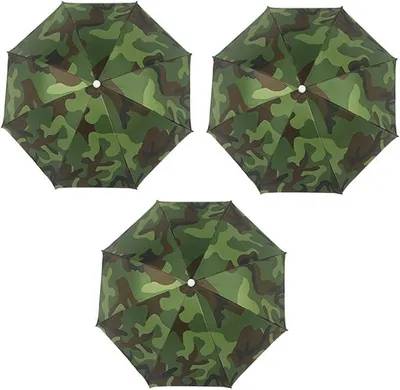 Produktbild von Kopf Regenschirm 3er Set für Angeln & Outdoor, Freihand Regenschutz Hut, verstellbar, wasserdicht für Gartenarbeit & Camping