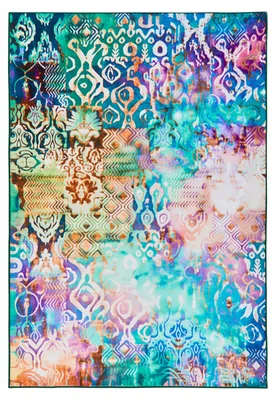 Produktbild von BELIANI Teppich Mehrfarbig Stoff Rechteckig 140x200 cm Bedruckt Rutschfest Kurzhaar Boho Design Orientalisch für Fußbodenheizung Wohn- & Schlafzimmer