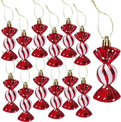 Immagine prodotto di Decorazioni per l'albero di Natale - Decorazioni rosse per l'albero di Natale - Decorazioni natalizie - Bastoncini di zucchero per l'albero di Natale