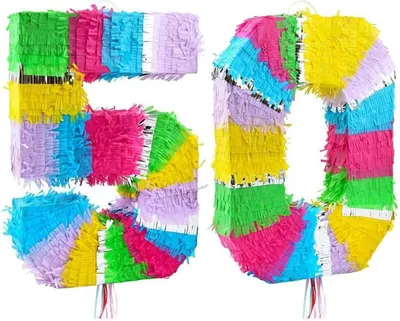 Produktbild von Piñata Zahl 50 für 50. Geburtstag oder Jubiläum, bunt pastell, 50 cm