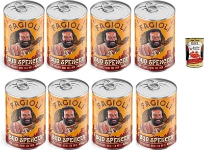 Produktbild von Fagioli alla Bud Spencer Tex Mex, Bud Power- Bud-Spencer-Tex Mex Bohnen fertig zum Probieren 8 x 400gr + Italian Gourmet polpa 400g