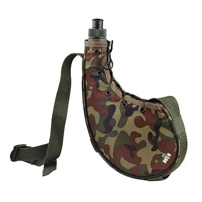 Produktbild von Outdoor-Wasserflasche, 800 ml, Wasserkocher, Sportflaschen mit Schultergurt fš¹r Wandern und Rucksackreisen (Camouflage Armeegrün）