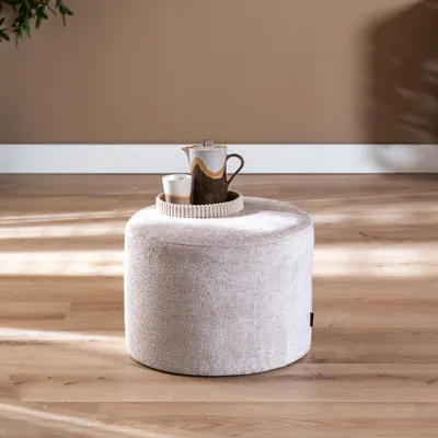 Produktbild von Bronx71 Bouclé Hocker Nora rund beige