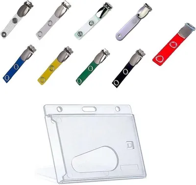 Produktbild von 1x GEWEBEVERTÄRKT Ausweisset Ausweishülle Kartenhalter Hartplastik Gewebevers. Lasche Clip