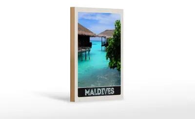 Produktbild von Holzschild Reise 12x18 cm Malediven Amerika Insel Meer Sonne