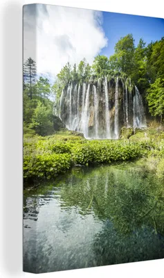 Obrázek produktu pro OneMillionCanvasses® - Obraz na plátně - 90x140 cm, Vodopády v lese národního parku Plitvická jezera, nástěnné umění tisk nástěnné dekorace - fotografie na plátně - malba na - dekorace na zeď - ložnice