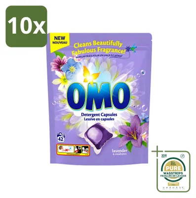 Produktbild von 10 x Omo Wascapsules Lavendel & Eucalyptus für Buntwäsche - Vorratspackung - 10 Stücke