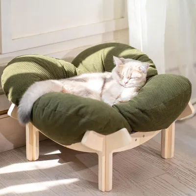 Image de Panier pour chat, lavable, vert, 55x55x32 cm