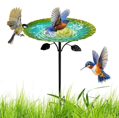 Produktbild von Vogeltränke Stehend 85cm Metall Grün-Schwarz Frostsicher 5-Zinken-Basis