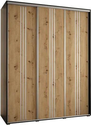 Produktbild von MEBLE KRYSPOL Davos 6 Schrank, drei Türen - 235,2x190x60 cm - Schwarz Artisan Silber