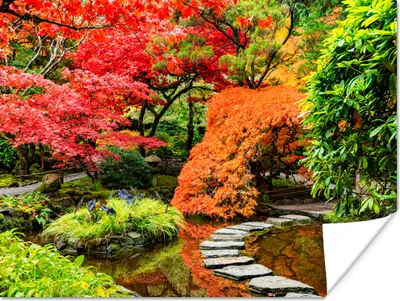 Produktbild von MuchoWow® Poster Bäume - Japanisch - Steine - Weg - Natur 120x90 cm - Wandbild