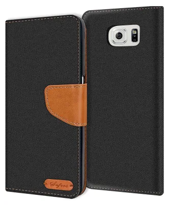 Immagine prodotto di Copertura del telefono cellulare Samsung Galaxy S6 caso Portafoglio Flip Case Copertura protettiva Copertura in tessuto